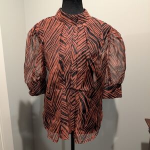 Chic Zebra Print Sheer Blouse